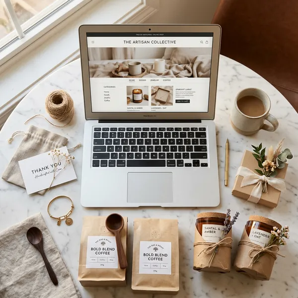 ネットショップとおしゃれな商品のフラットレイ