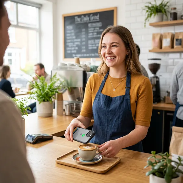 スマホで決済をしている様子